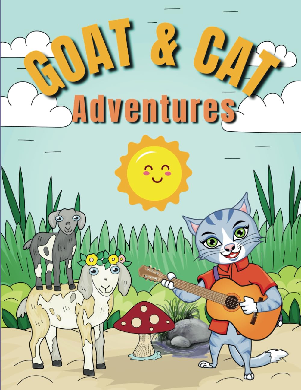 Goat & Cat Adventures: A Bold and Easy Coloring Book Full of Whiskers, Horns, and Happy Scenes