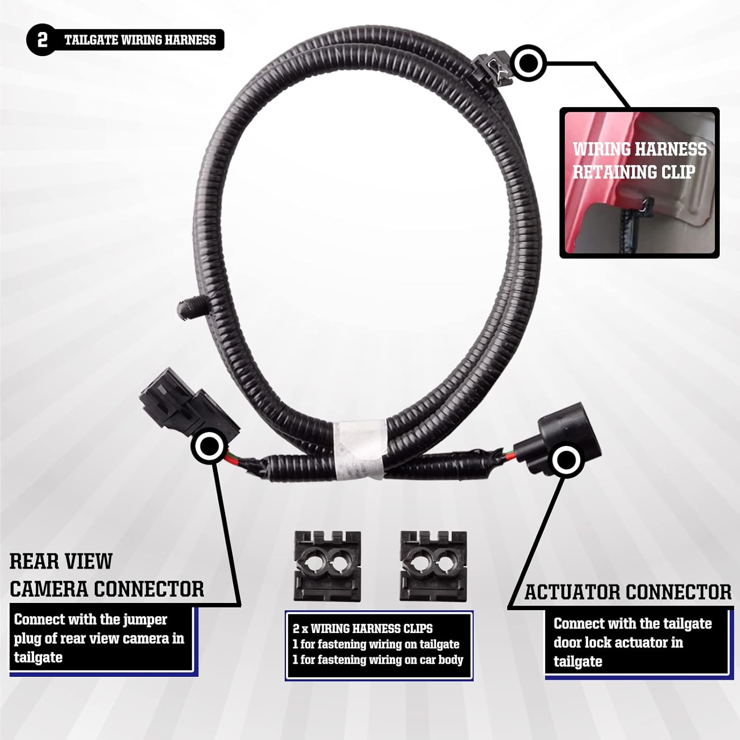 Power Tailgate Bed Remote Lock Assembly Kit w/Wiring Harness Compatible for 2019-2023 3rd Toyota Tacoma Short Wheelbase Bed Power Lock Assembly Crew Cab 5.5' / Extended 6' Bed PK3B6-35JS0