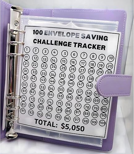 Miniatura 3 de POUMANNI Carpeta de desafío de 100 sobres, forma fácil y divertida de ahorrar $5,050, carpeta de desafíos de ahorro de dinero 2023, carpeta de