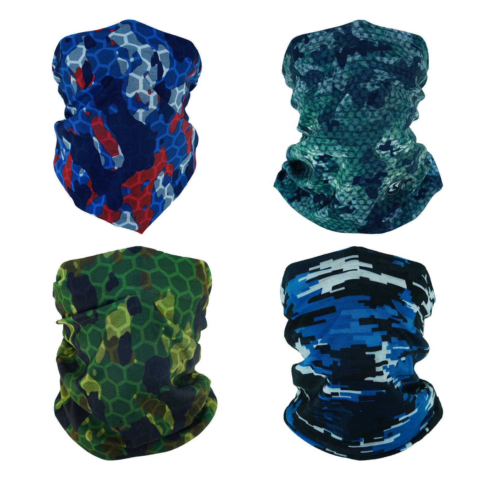 SMEHCF 4 Camo Headband Bandana Balaclava Half Face Mask Shield Head Hair Scarf Neck Gaiter Hat Multipurpose For WoMen Men Breathable Reusable Washable Brown Blue Green Black Digital