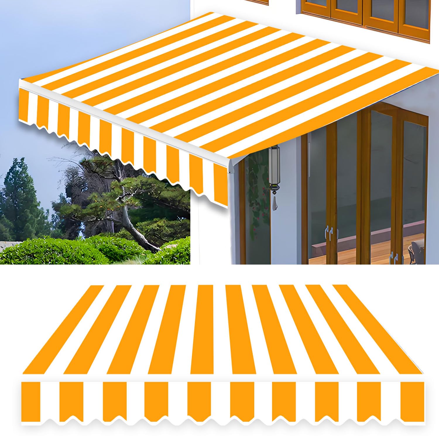 Toile d'abri de rechange pour auvent de terrasse rétractable pare-soleil 3x2,5 m