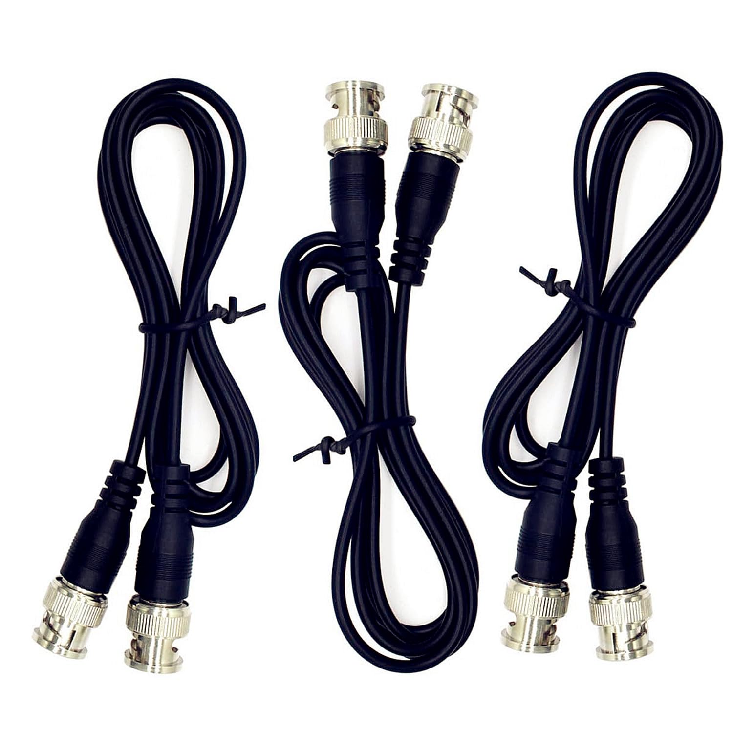 OdiySurveil 3-Pack 3.3ft/1M BNC Male to Male CCTV Extension Coaxial Cable,BNC Male to BNC Male Jumper Cable with Black Connector for CCTV DVR to TV System