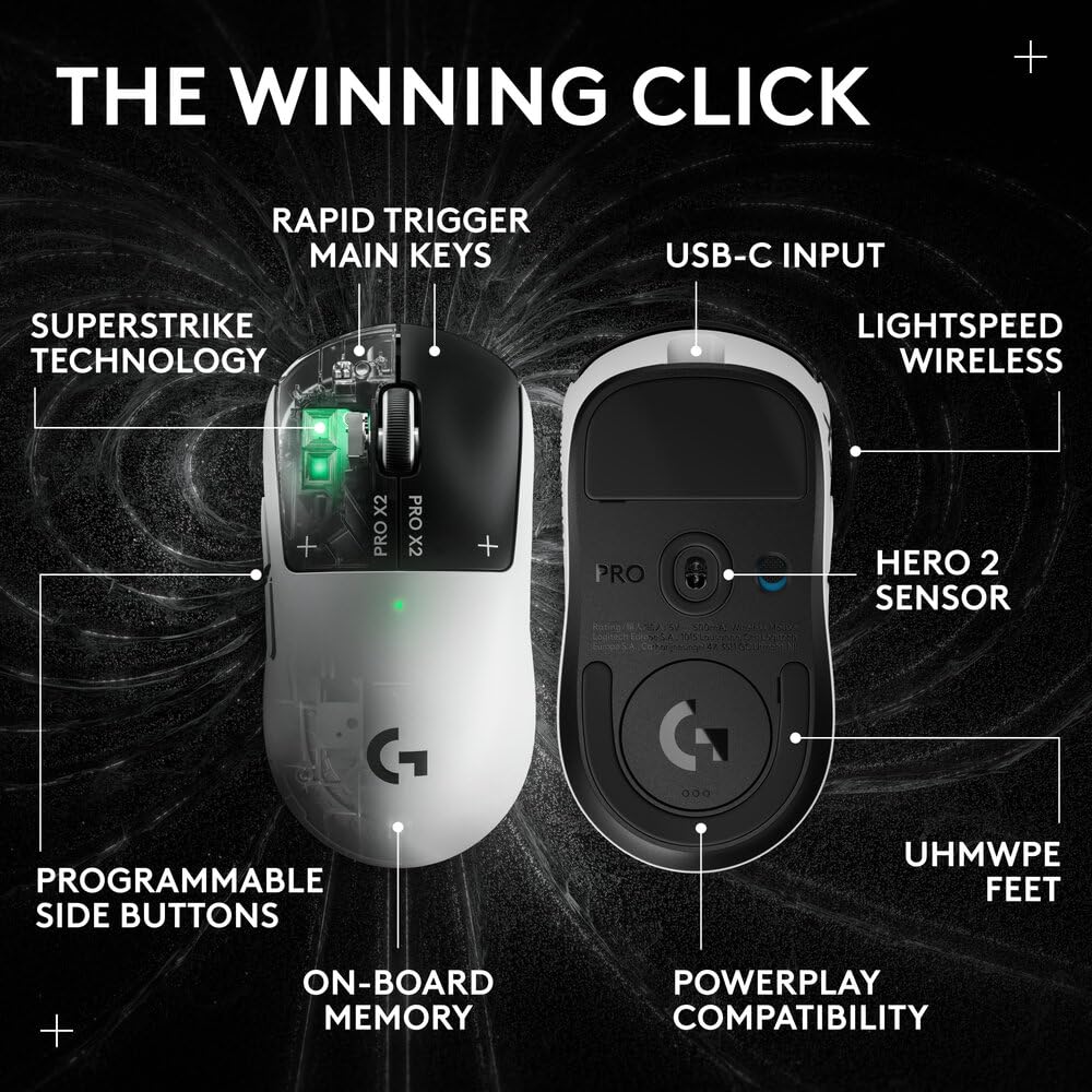 Logitech PRO X2 SUPERSTRIKE Lightspeed Wireless Gaming Mouse