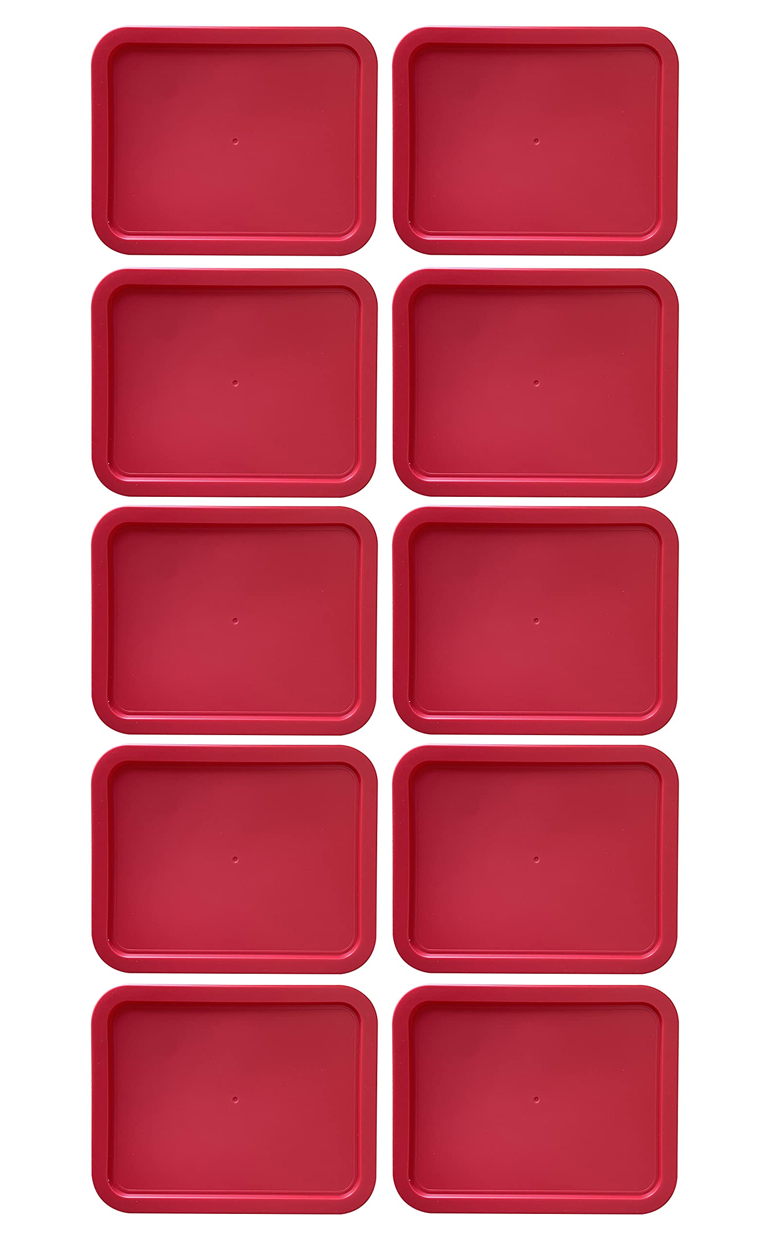 Lot de 10 couvercles de rechange pour bols Pyrex 7211-PC rectangulaires en plastique de 6 tasses, hermétiques et étanches (22 x 17 cm), rouge