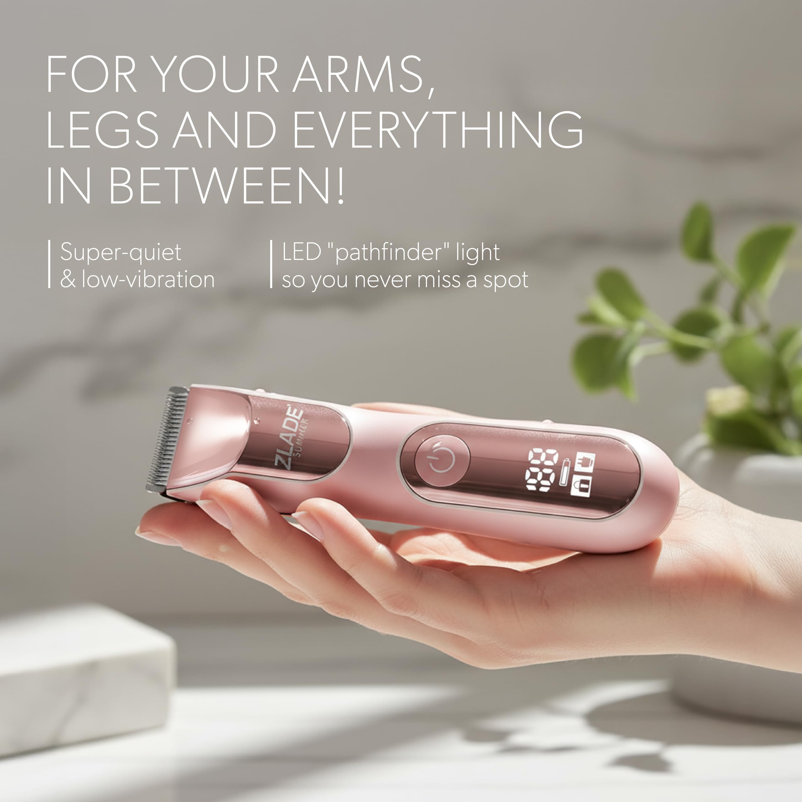 Zlade Summer PRO Bikini Trimmer For Women | Private parts, Underarms, Arms, Legs & Body | Soft Ceramic Blades | No Nicks or Cuts, No Skin Irritation | USB C Fast Charging, 90mins Runtime | Fully Waterproof and Silent 4