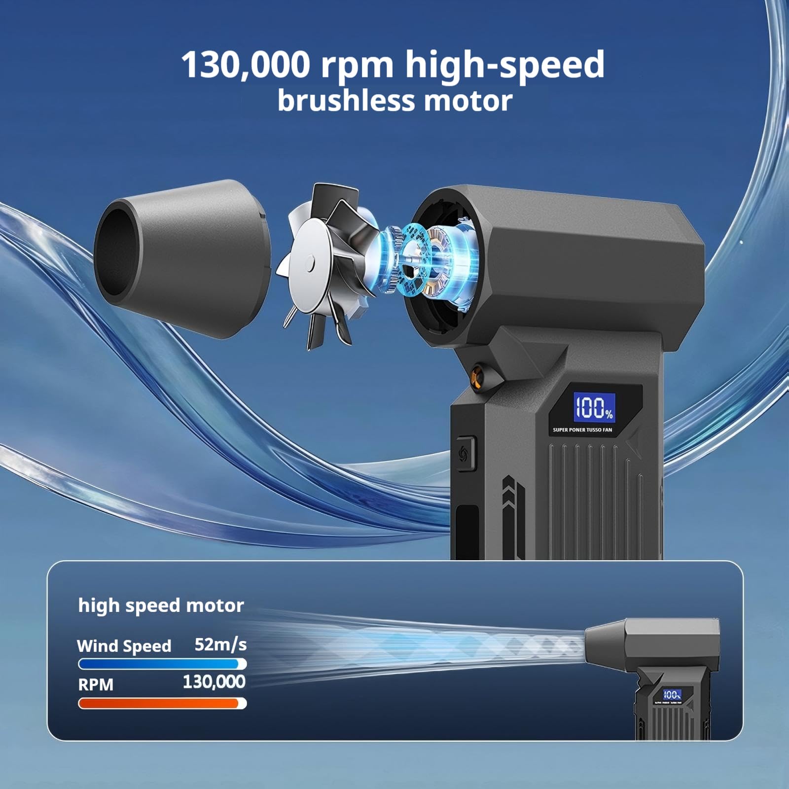 Z2 - Plumero de aire comprimido de 110000 rpm, mini soplador ajustable de 3 engranajes con carga rápida, soplador de polvo para computadora, teclado, casa, exterior y coche18
