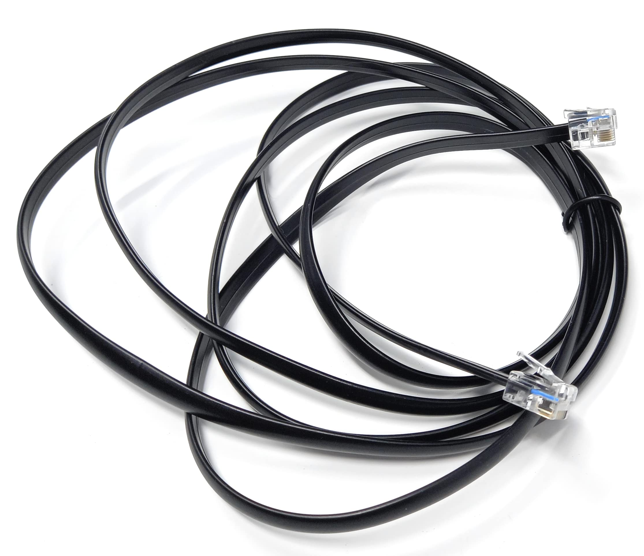 DRUT 2m FLAT RJ12 to RJ12 6P6C Cable Lead Plug to Plug RJ11 with 6 pin Wire 6.5ft Black, 2 meters - Image 2