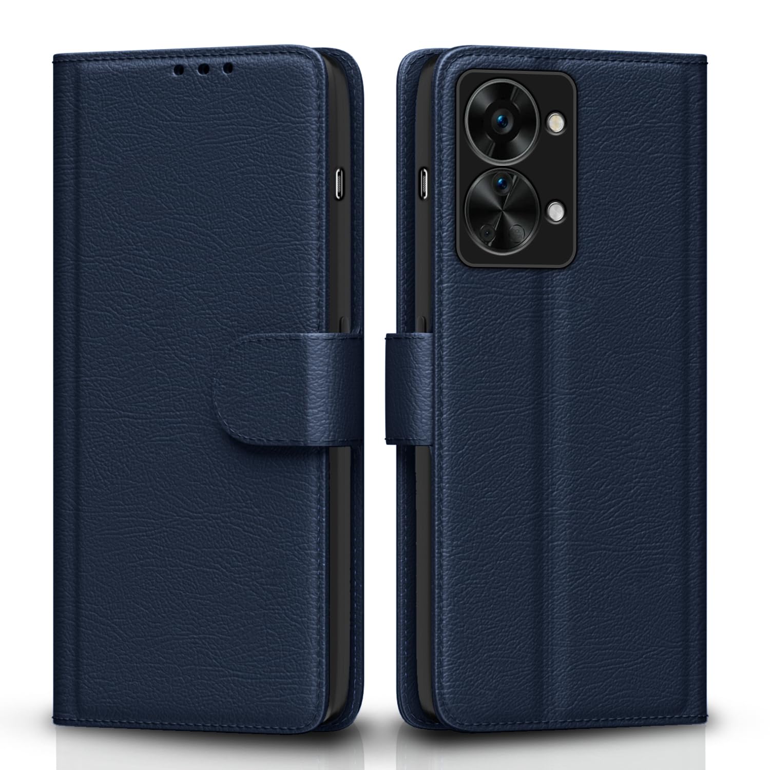 Pikkme Oneplus Nord 2T 5G Flip Case Leather Finish | Inside TPU with Card Pockets | Wallet Stand and Shock Proof | Magnetic Closing | Complete Protection Flip Cover for Oneplus Nord 2T 5G (Blue)