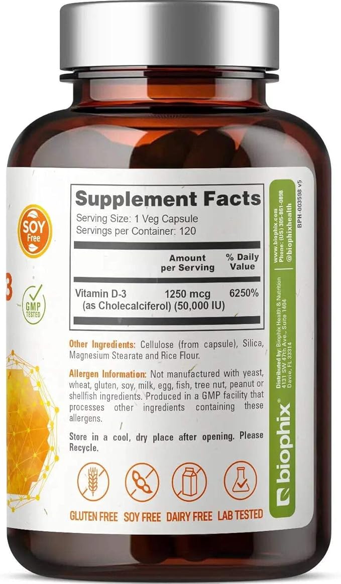 Biophix Vitamina D-3 10000 UI 120 Cápsulas Blandas Alta Potencia miniatura 2