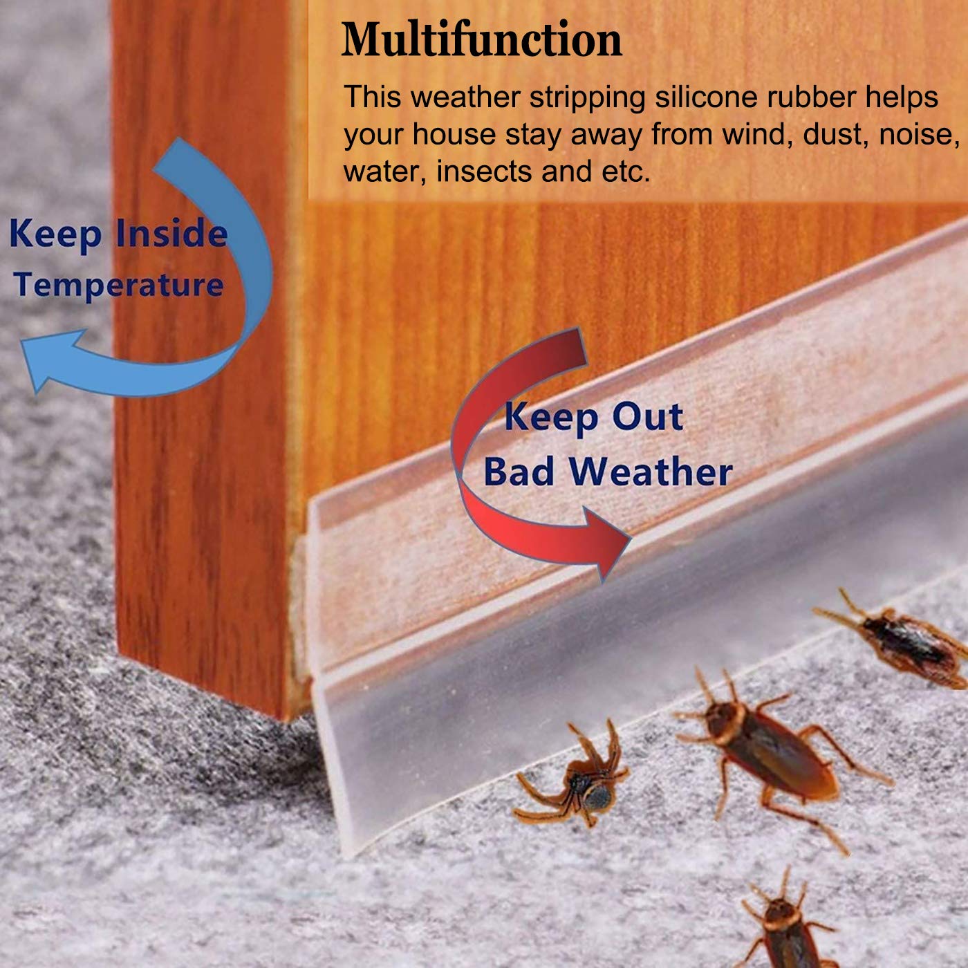 JEMESI Strisce di tenuta trasparenti, 25 mm × 5 m, autoadesive, multifunzione, sigillanti per porte e finestre