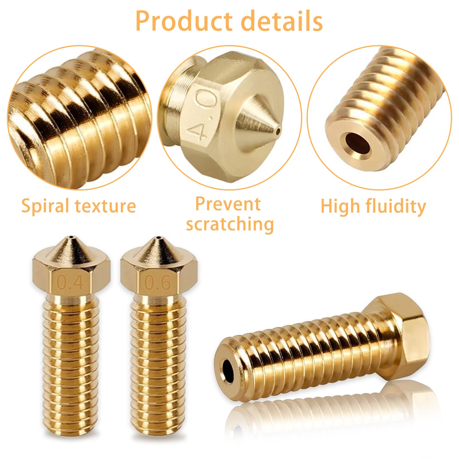 ASHATA 3D-Druckerdüsen – 4er-Set 0,4mm Messingdüse, UM3 Kompatibel – Für 3,0mm Filament – Extruder-Ersatz Für Ultimaker & Co.