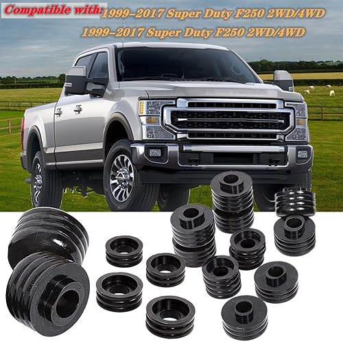 Miniatura 4 de LicBund Super Duty Kit de bujes de montaje en cuerpo de repuesto para 1999-2017 F250 F350 2WD4WD OEM soportes de base de goma negra KF04050BK