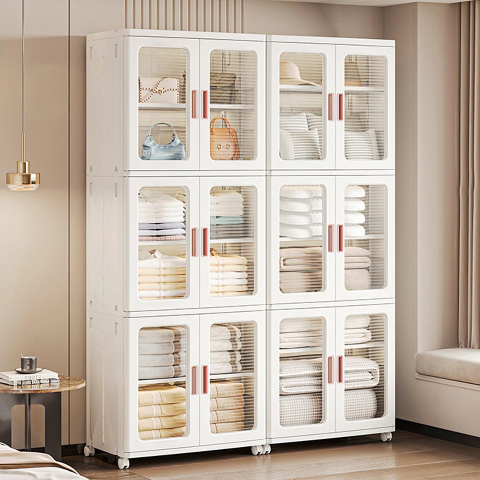 Lot de 3 bacs de Rangement en Plastique organiseurs de Rangement, boîte de Rangement Pliante, bacs de Rangement empilables avec Porte Avant Ouverte, bacs de Rangement A,Jumbo Size