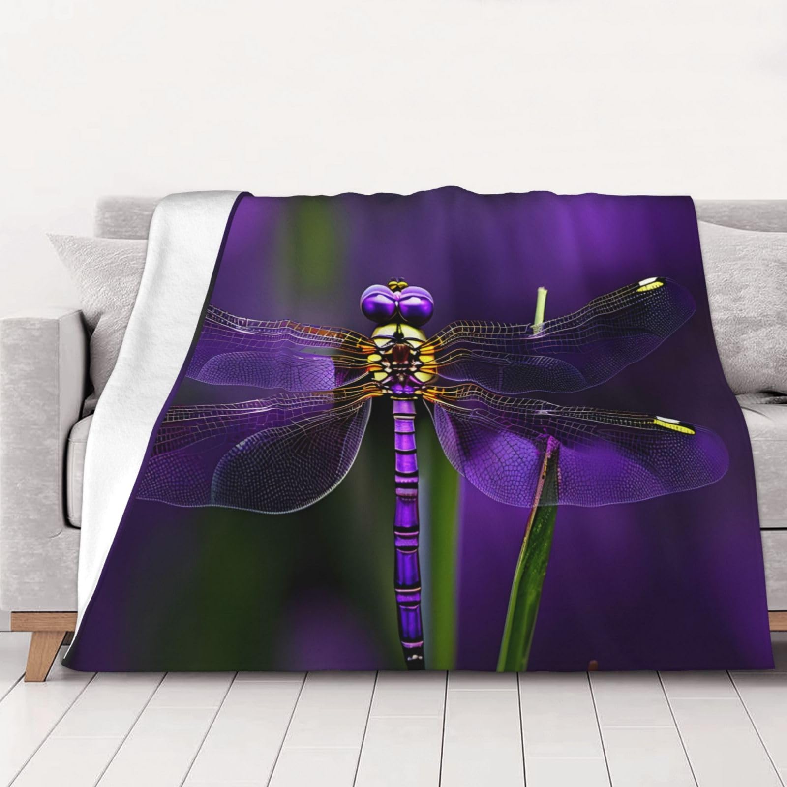 Couverture flanelle libellule violette contre le froid plaid canapé lit