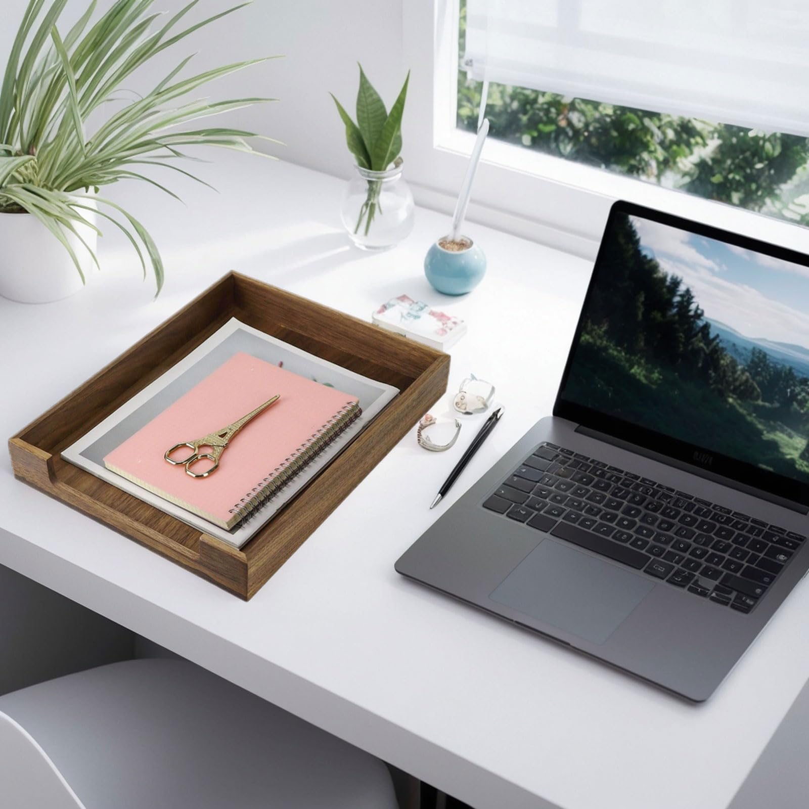 Walnut Wood Letter Tray, A4 Paper Document File Tray Handcrafted Wooden Document Organizer for Office Desk, Home Solid Wood Storage Box, Desktop File Trays, North American Black Walnut(B) - Image 4
