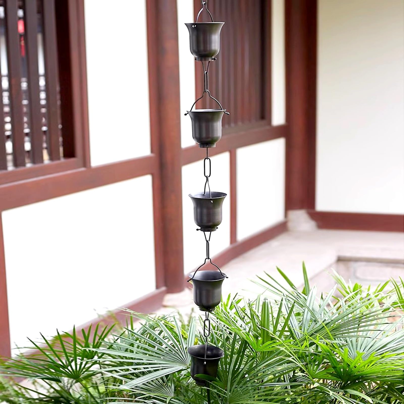 Chaînes de pluie pour gouttières en aluminium coupelles de 150cm