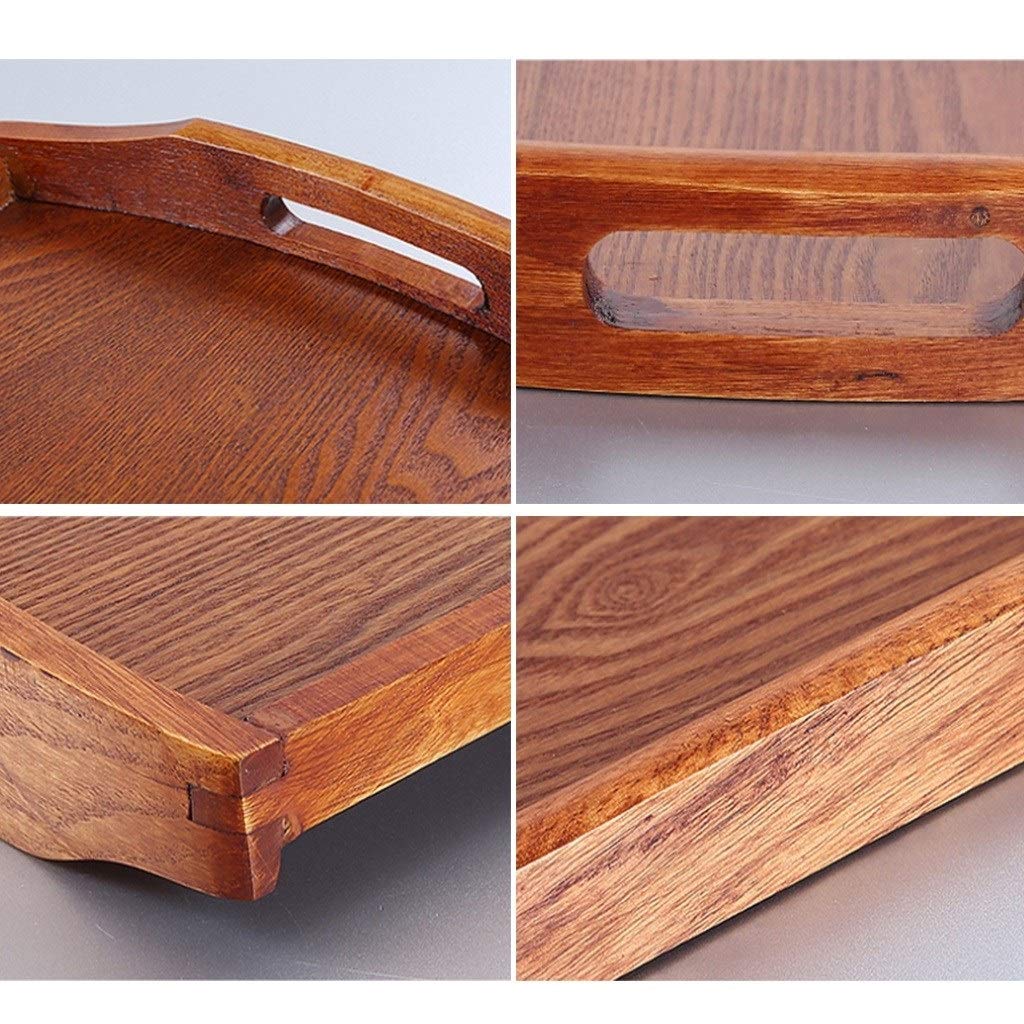 Plateau À Thé Rectangulaire en Bois pour La Maison, Plateau À Thé Portable pour Le Salon, Plateau À Tasses, Plateau À Nourriture (Petit)