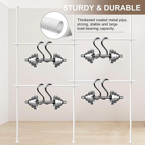 Miniatura 4 de Organizador de armario, perchero resistente de 4 niveles ajustable de pie para ropa de secado de ropa, percha de ropa del piso al techo, barra de