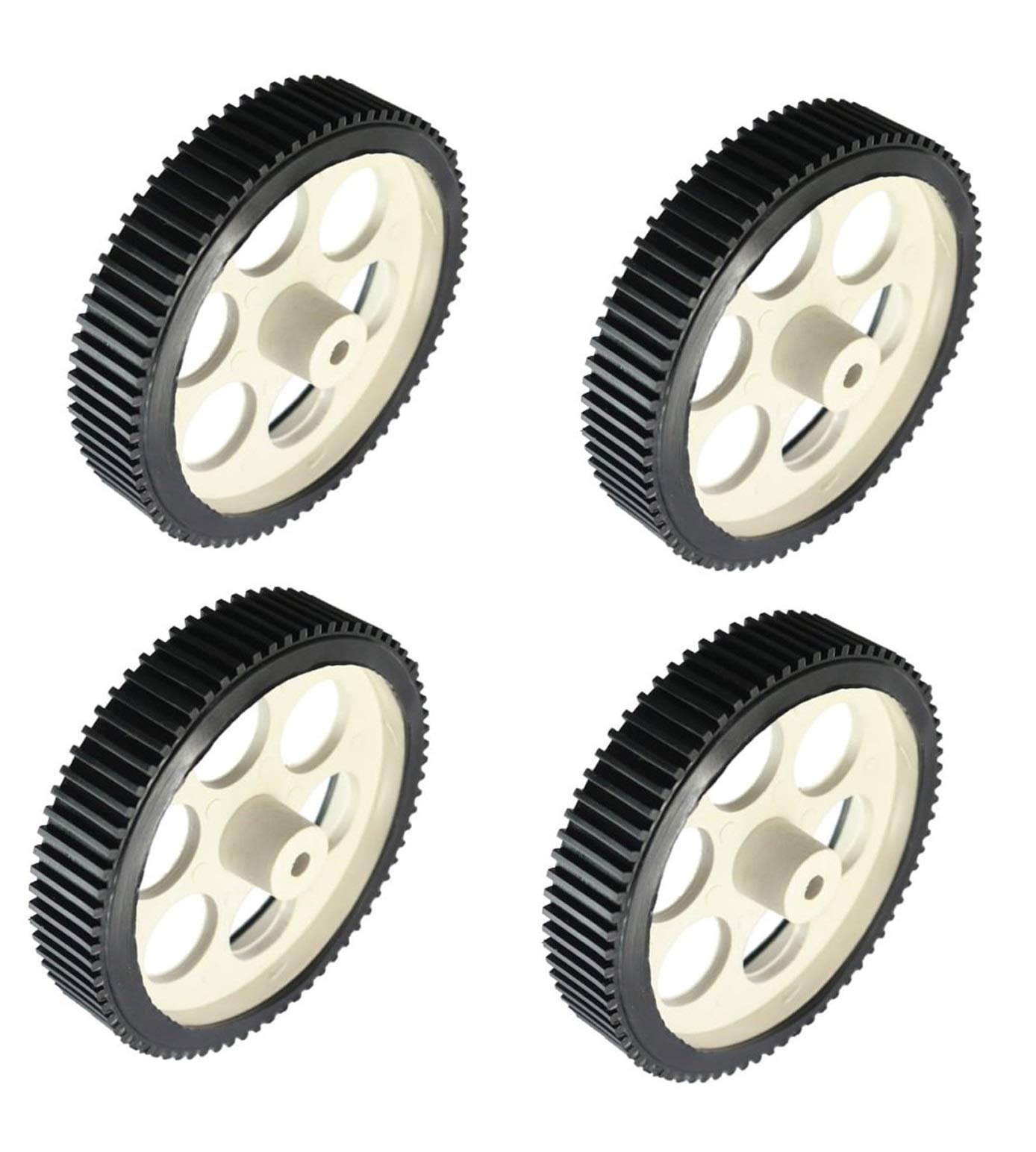 Invento 4pcs Plastic Robotic Wheel Durable Rubber White Tire Wheel 100mm x 20mm for Bo Dc Geared Motor (B07P67VWRH) Amazon Price History, Amazon Price Tracker