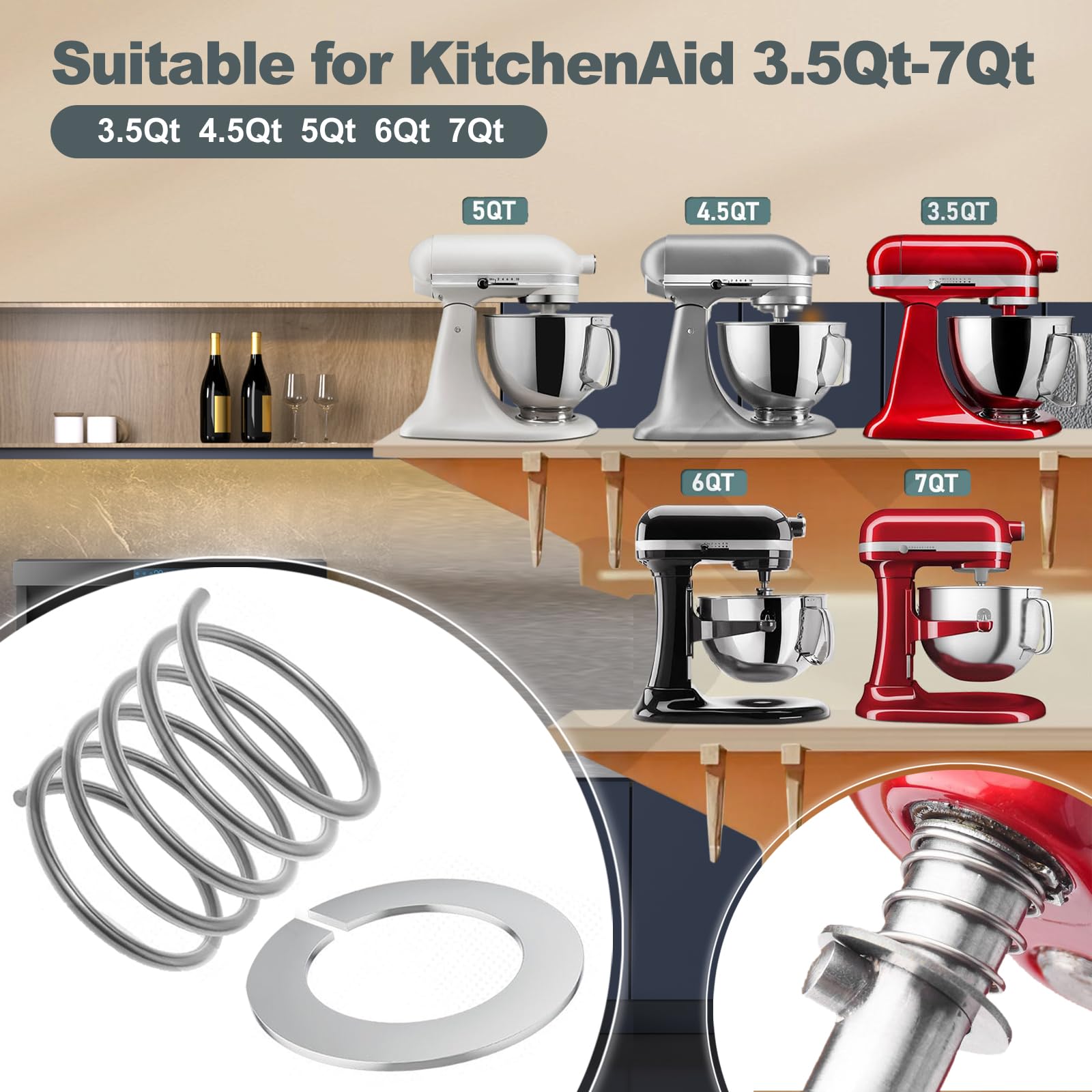 KitchenAid Artisan スタンドミキサー 【ジャンク品】【パーツ】 Amazon.com: 4-Piece Stainless Steel Accessory Set for KitchenAid 5