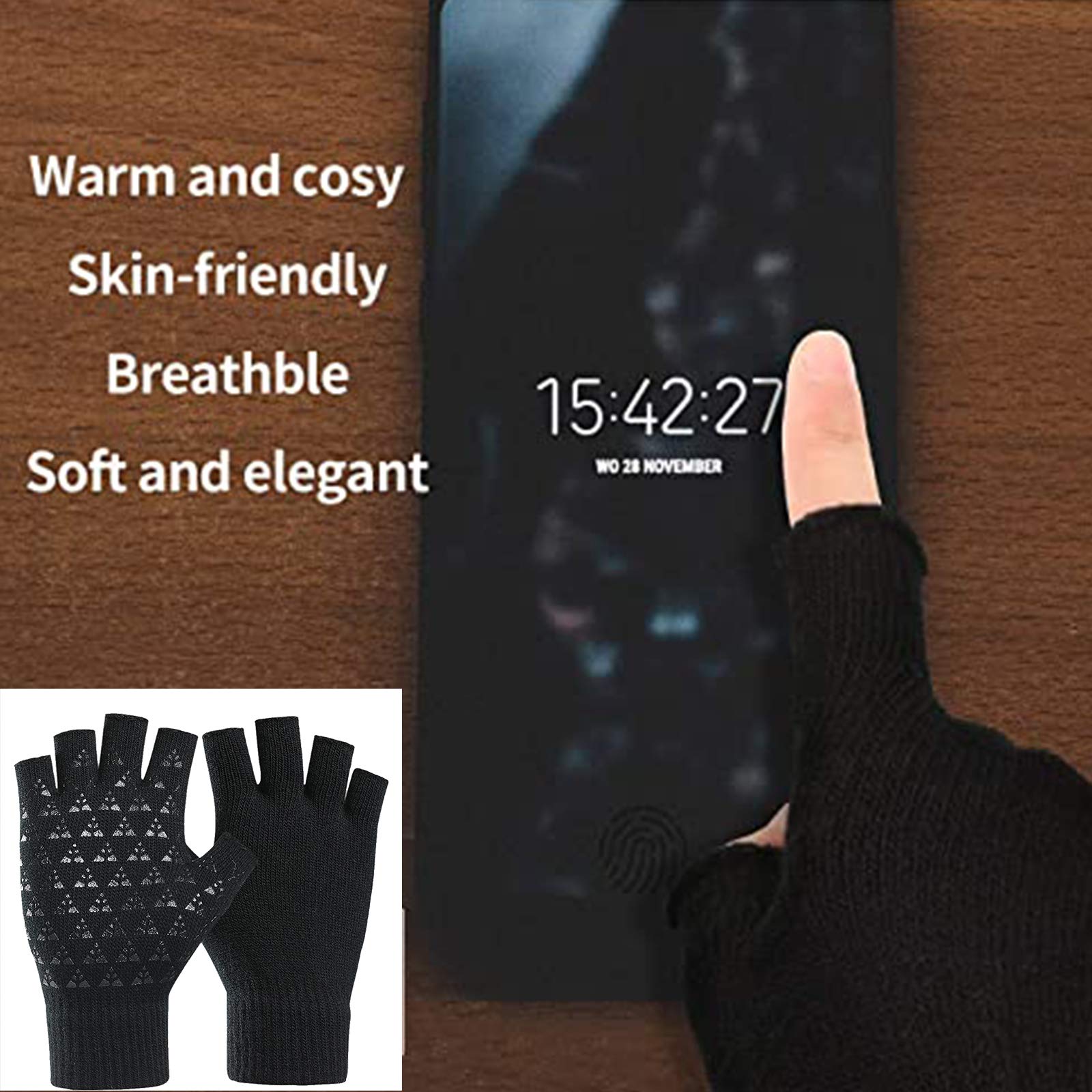2 Paar Rutschfeste Handschuhe mit Halben Fingern, Handgelenk Fingerlose  Handschuhe, Winterwarmer, Fingerloser, Dehnbarer Strick, Fitness- und  Trainingszubehr, fr Erwachsene : Amazon.de: Sport & Freizeit