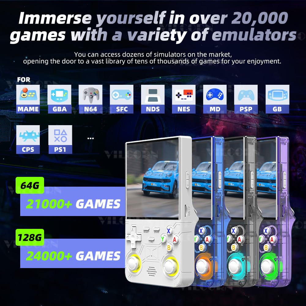 R36 Ultra Retro-Handheld-Spielkonsole, 10,2 cm, Open-Source-Linux-System, 128 GB, tragbare Videospielkonsole mit RGB-Joystick-Tasche, Spiel-Player, unterstützt WLAN, Weihnachts- und