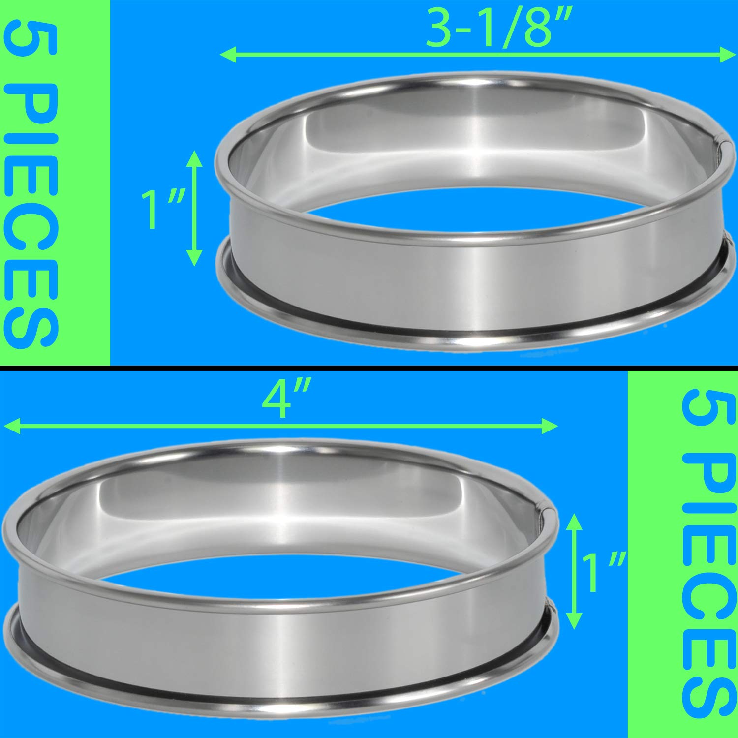 Paquet De 8 Anneaux à Muffins Anglais En Acier Inoxydable