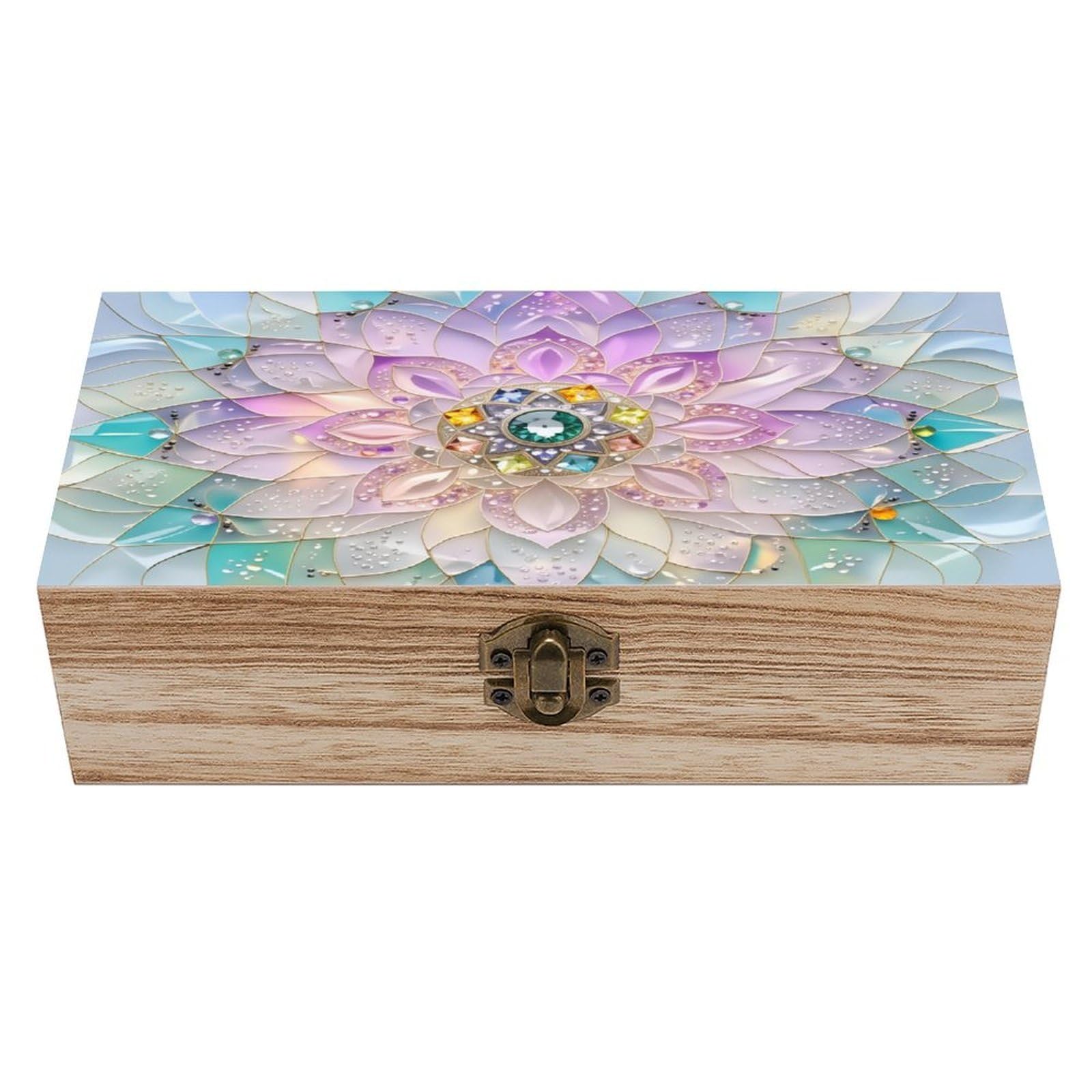 asbwuo Beautiful Quadrilateral Flower Vintage Wooden Keepsake Box
