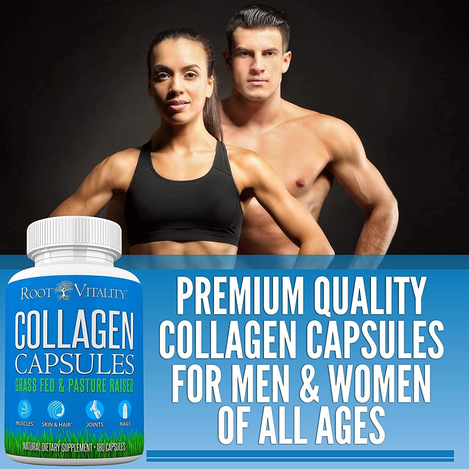 Root Vitality Collagen Peptides Capsules - 180 Count — Amazon image 3