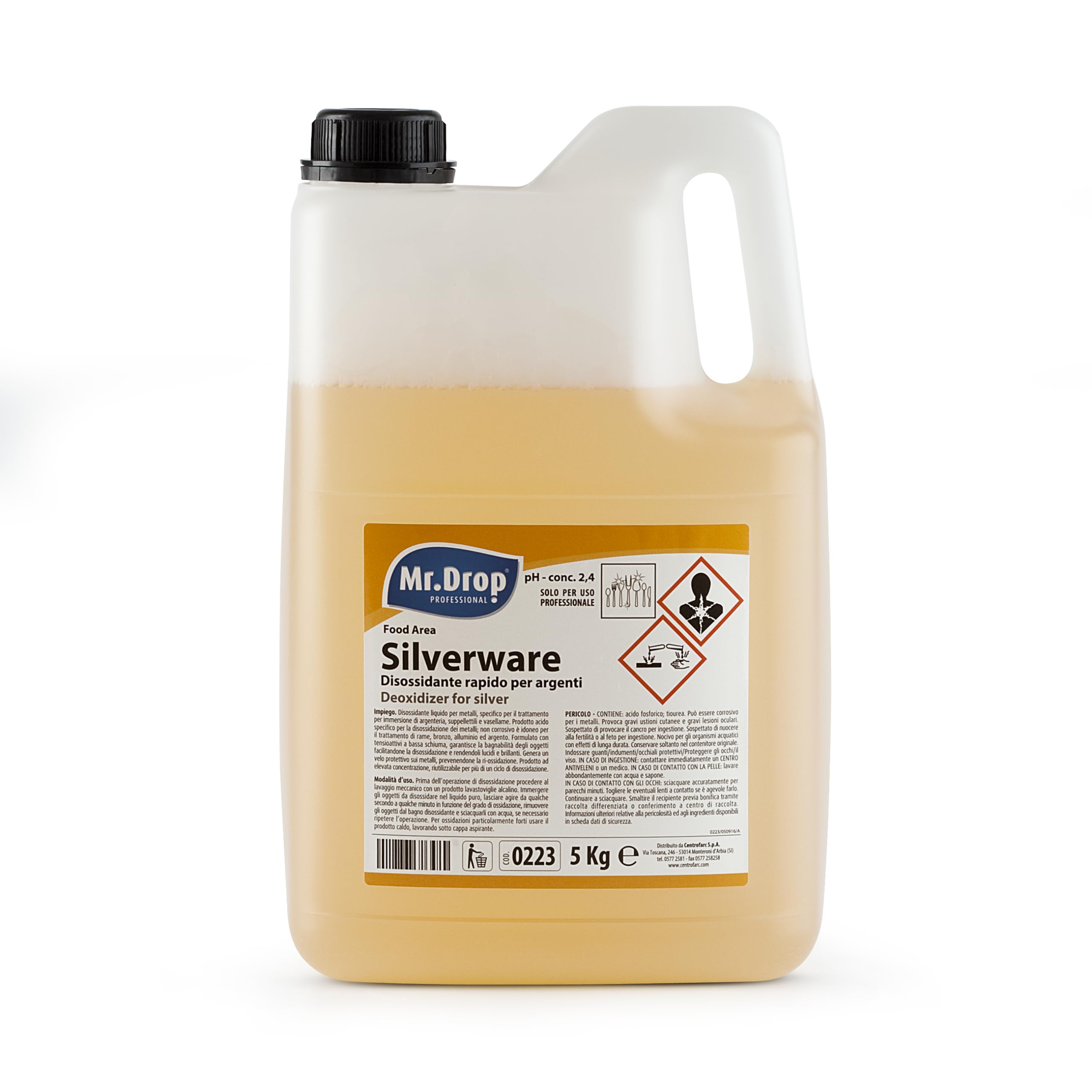 Mr.Drop® SILVERWARE PULITORE DISOSSIDANTE RAPIDO PER ARGENTI - 1 tanica da 5kg