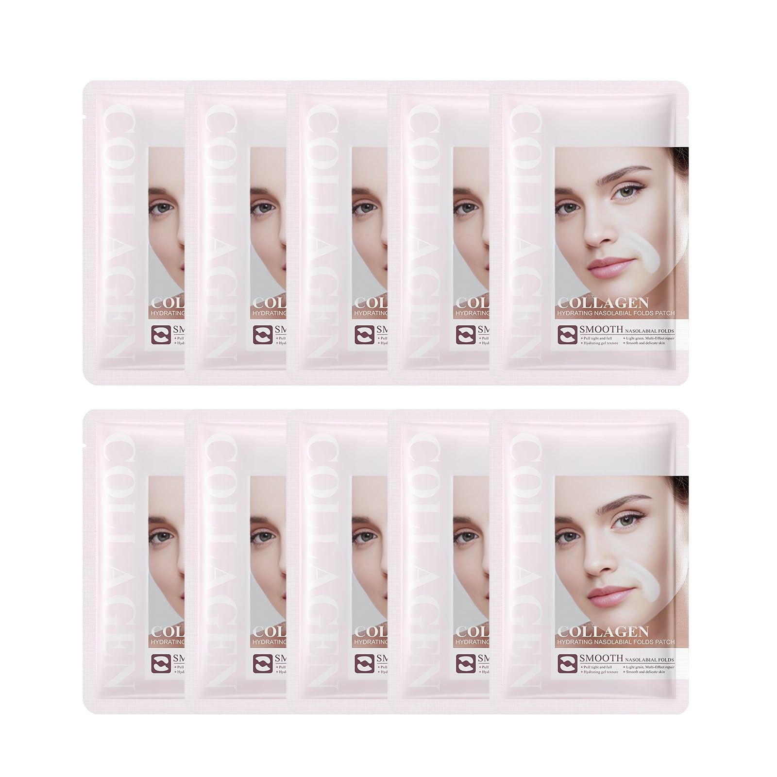 10 Pcs Cerotto Viso Antirughe, Nasolabial Folds Patch, Patch Per Rughe Naso-Labiali, Pieghe Naso-Labiali Lisce, Riduce al Minimo le Rughe Sottili e Attenua le Rughe d'espressione, Rassoda la Pelle