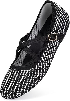 FRANK MULLY Womens Mary Jane Flats Knit Ballet Criss Cross Ankle Strap Flat Shoes
