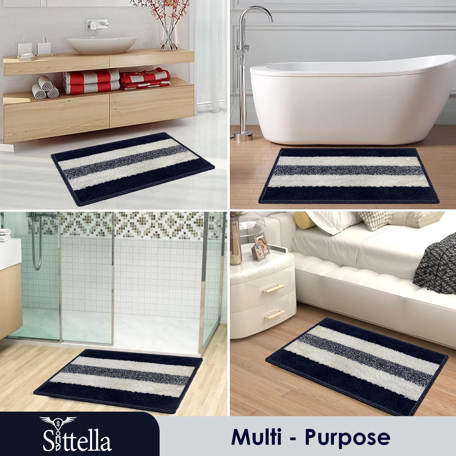 SITTELLA 3 Bath Mats - Soft, Absorbent & Non-Slip -7 SITTELLA 3 Bath Mats - Soft, Absorbent & Non-Slip -7