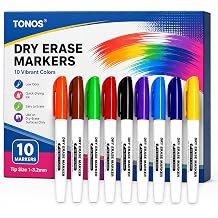 TONOS Dry Erase Markers 10 Pack, Smooth Writing & Ultra Clean Erase Whiteboard Markers, Color-Coded Erasable Markers White Board Markers for Classroom, Office, Home, School Supplies