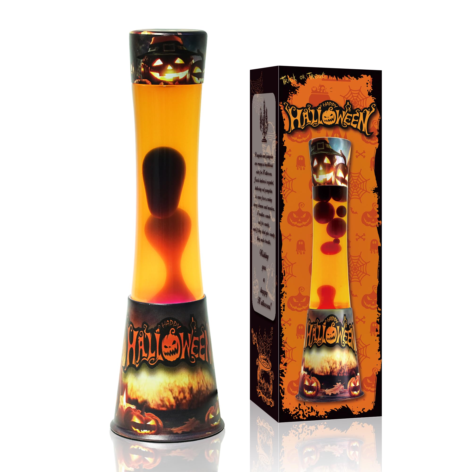 16 Inch Halloween Magma Lamp,Pumpkin Base Liquid Motion Lamp Red Liquid with Black Wax Relaxing Gorgeous Lamp for Adults Kids Women Girls Halloween Great Gift