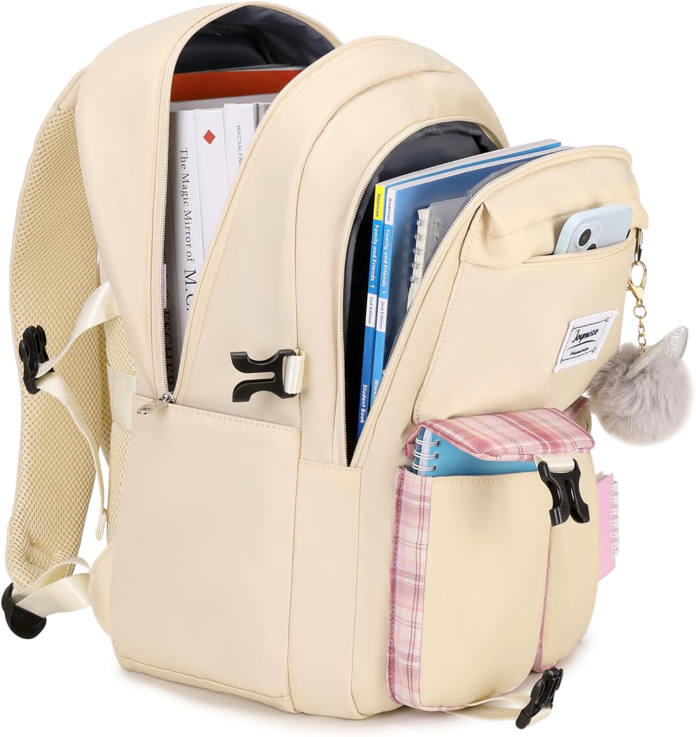 Joymoze Cute Backpack for Girl Teenager Daily Backpack Women Backpack Purse Ivory - Image 7