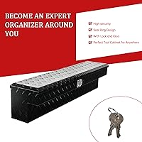 Vista 6 de 60"X8"X14" Inch Black Aluminum Side Mount Truck Tool Box Pickup RV Trailer Truck Bed Toolbox Storage Organizer W/Side Handle, Lock & Keys