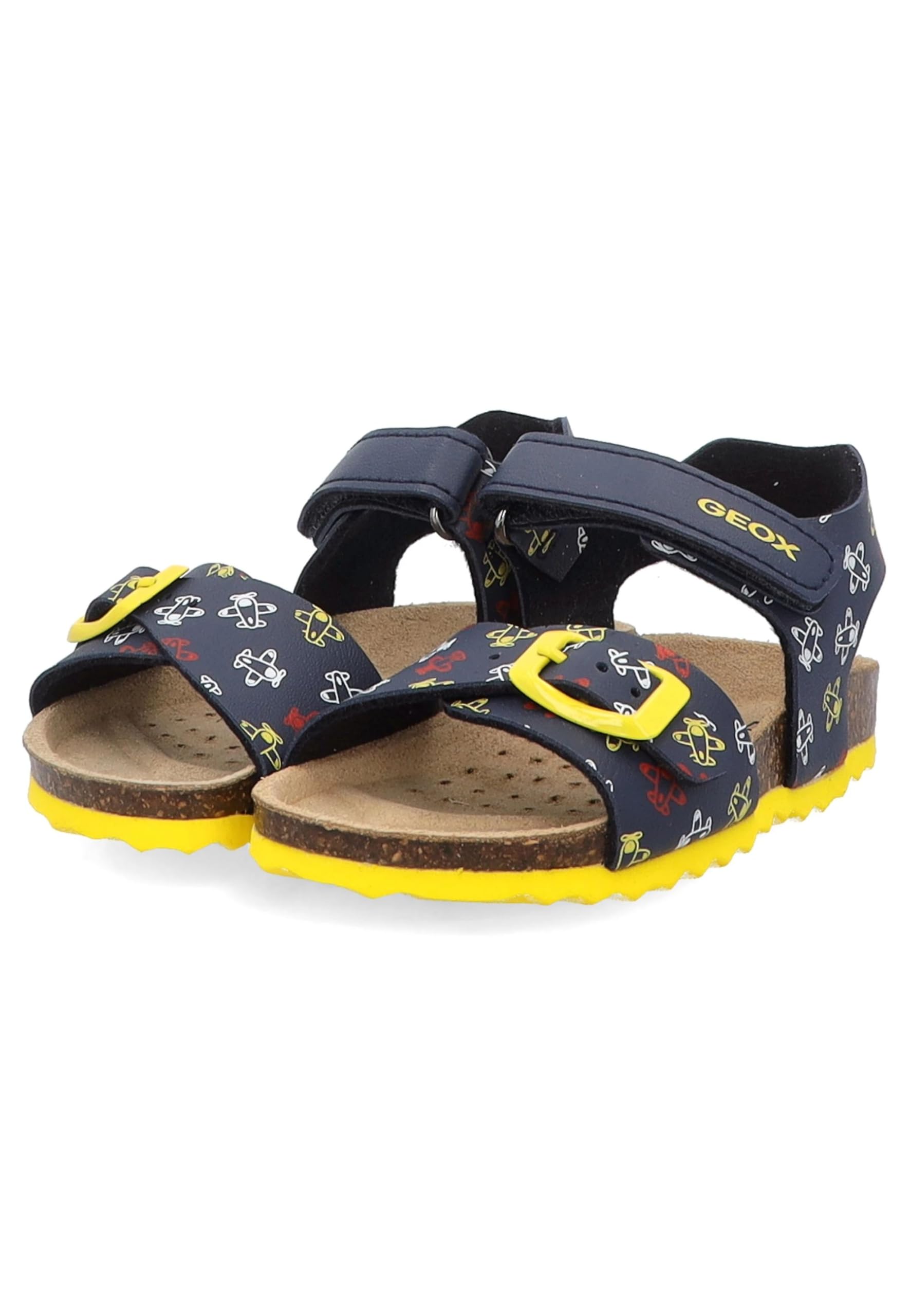 Geox B CHALKI Boy Sandal, Navy/Yellow, 27 EU