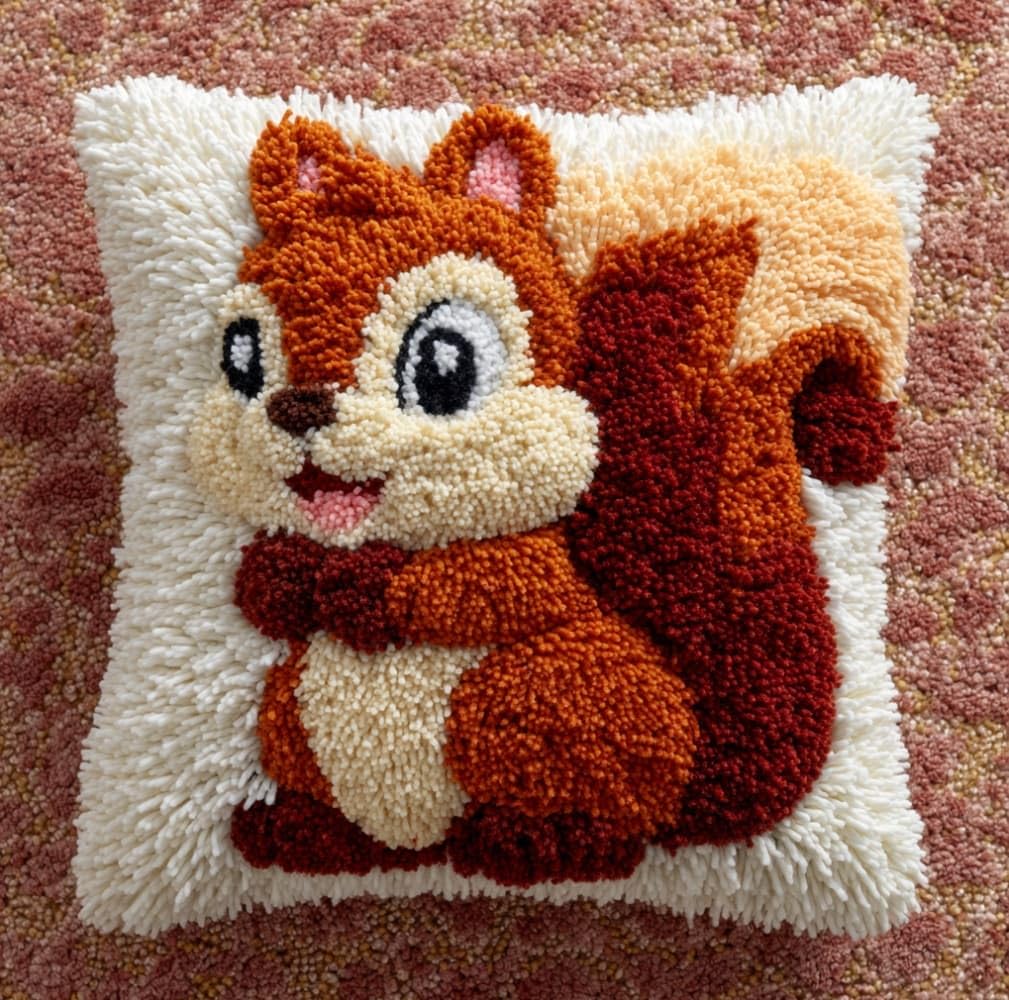 WallustrioaW DIY Latch Hook Kits for Adults,Cute Squirrel