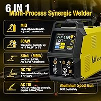 Vista 3 de Weldpro 200A MIG Soldador, 6 en 1 MIG/Flux Core/Stick/Spool Gun/AC/DC TIG Multi Proceso Soldador 110V/220V, AC/DC TIG Soldador con pedal de pie