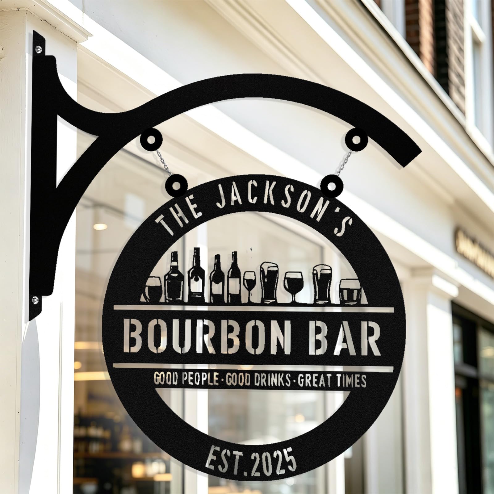 Custom Bar Hanging Metal Sign, Personalized Bar Name Sign, Customized Bar Signs Metal Wall Decor Art Outdoor for Home Bars, Man Cave, Pub, Party, Backyard, Club