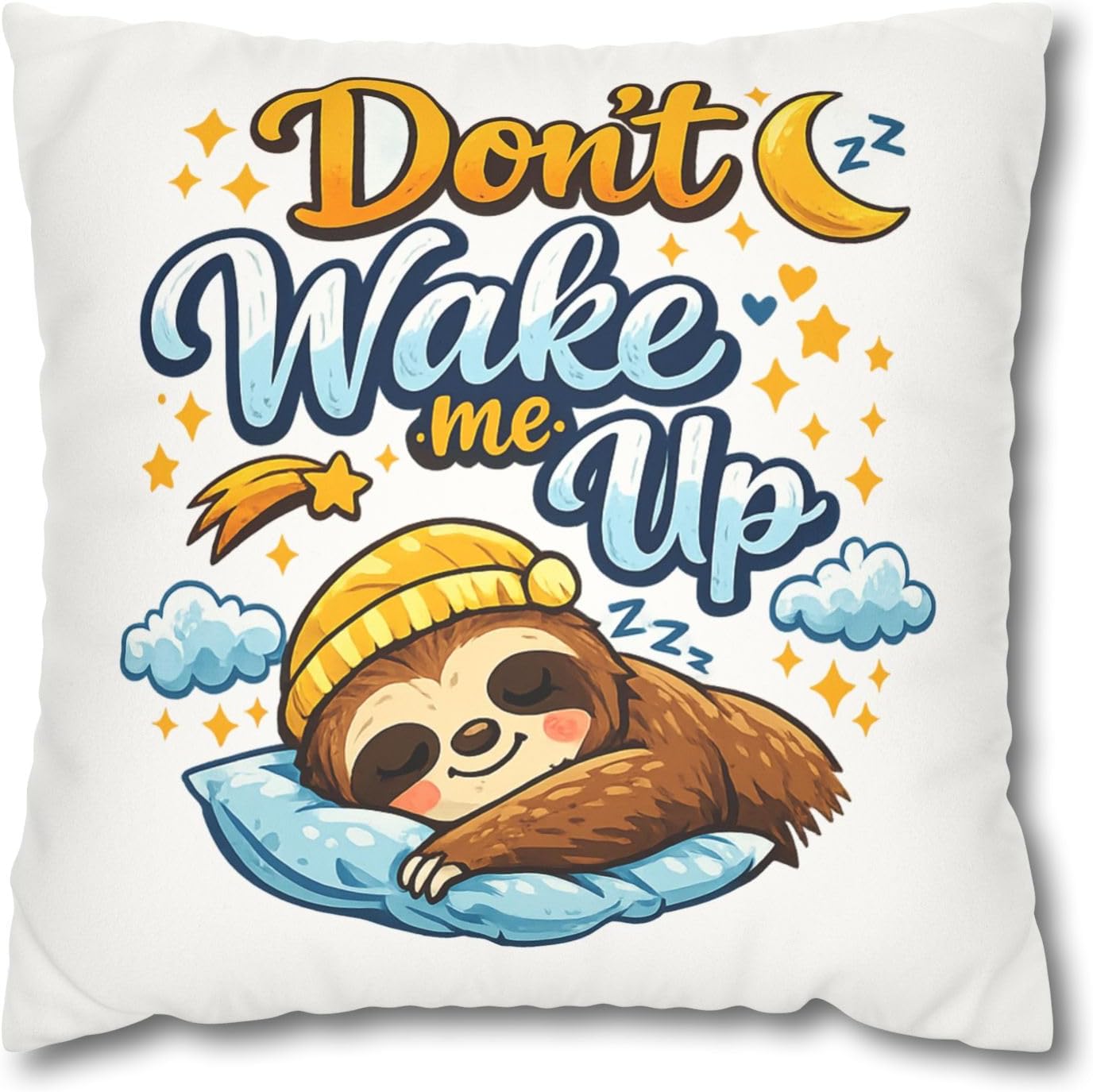 Don’t Wake Me Up Pillow Cover – Funny Sleep Quote Decorative Cushion for Bedroom, Couch, Dorm & Gift Lovers