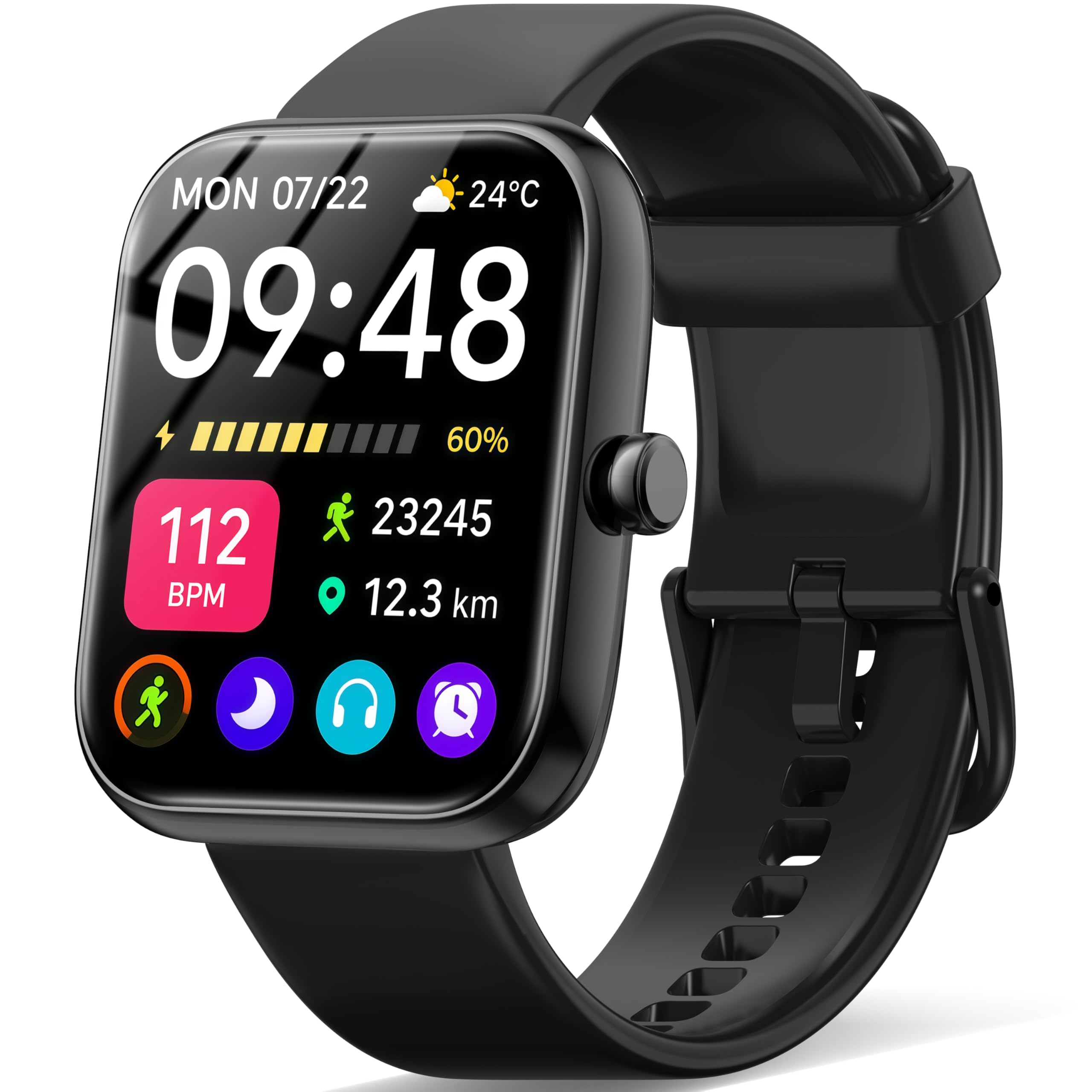 スマートウォッチ【2025新登場・性能進化モデル】iPhone対応 アンドロイド対応 Bluetooth通話機能付き 1.83インチ大画面 SMS/Line通知 Smart Watch 活動量計 腕時計 薄型軽量 バンド交換可能 スポーツウォッチ 120+種類の運動モード 300+種類文字盤 IP68生活防水 メッセージ通知 天気予報 音楽再生 多機能スマートウォッチ レディース メンズ