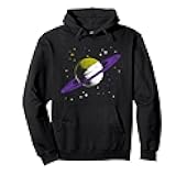 Saturn Non Binary Flag Agedner Astronomer Gift Non Binary Pullover Hoodie