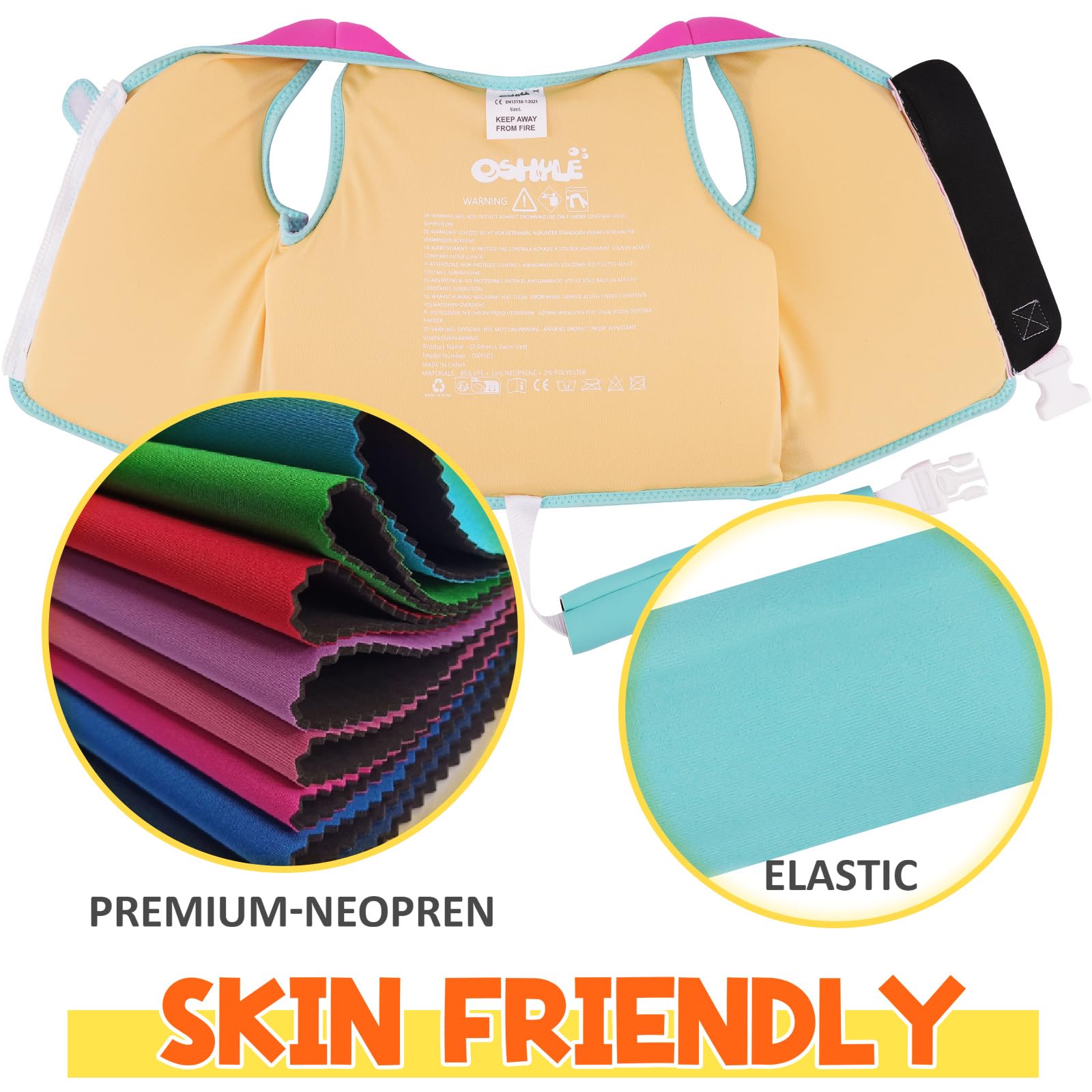 OSHYLE Giubbotto da Nuoto in Neoprene per Bambini - Aiuto Ideale per Il galleggiamento per Bambini