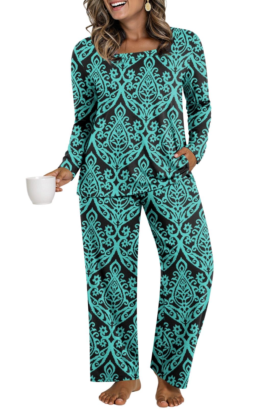 HOTGIFT Womens Winter Pajamas Sets Long Sleeve Casual Comfortable