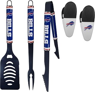 Siskiyou NFL Buffalo Bills 3 pc Logo BBQ Tools w/Chip Clips, One Size, Team Colors