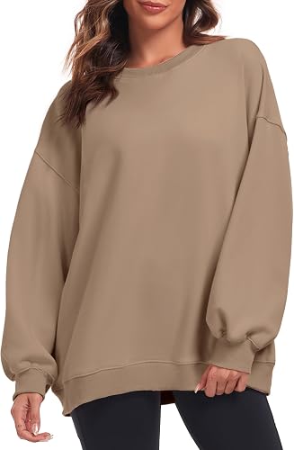 Oversized Sweatshirt for Women Crew Neck Fleece Sweatshirt Casual Long Sleeve Pu