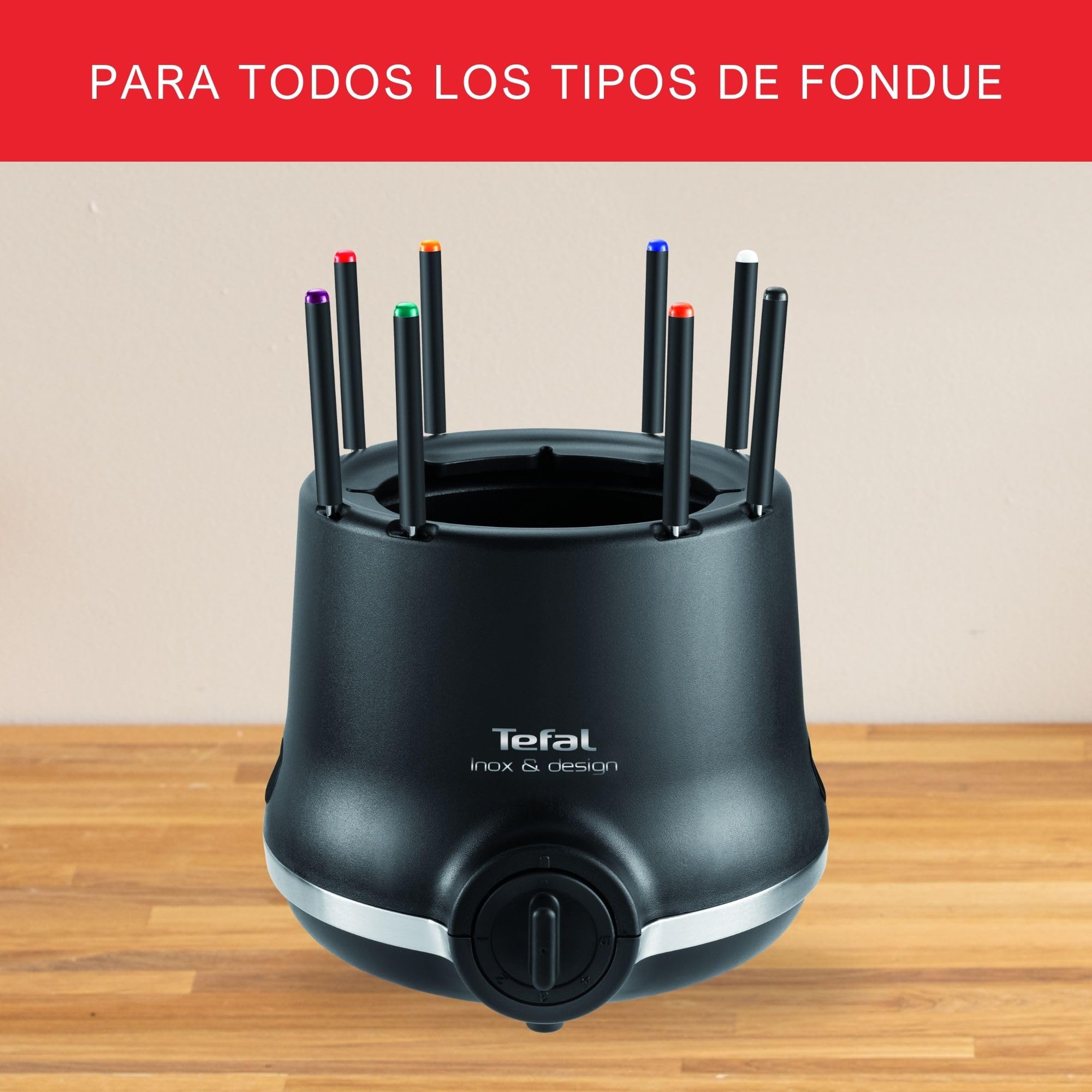 Tefal EF256812 Fondue INOX & Design con Pared Aislante, 8 Tenedores, Apta para lavavajillas y Segura Que lo Hace Todo Incluye la innovadora tecnología Thermo-Respect