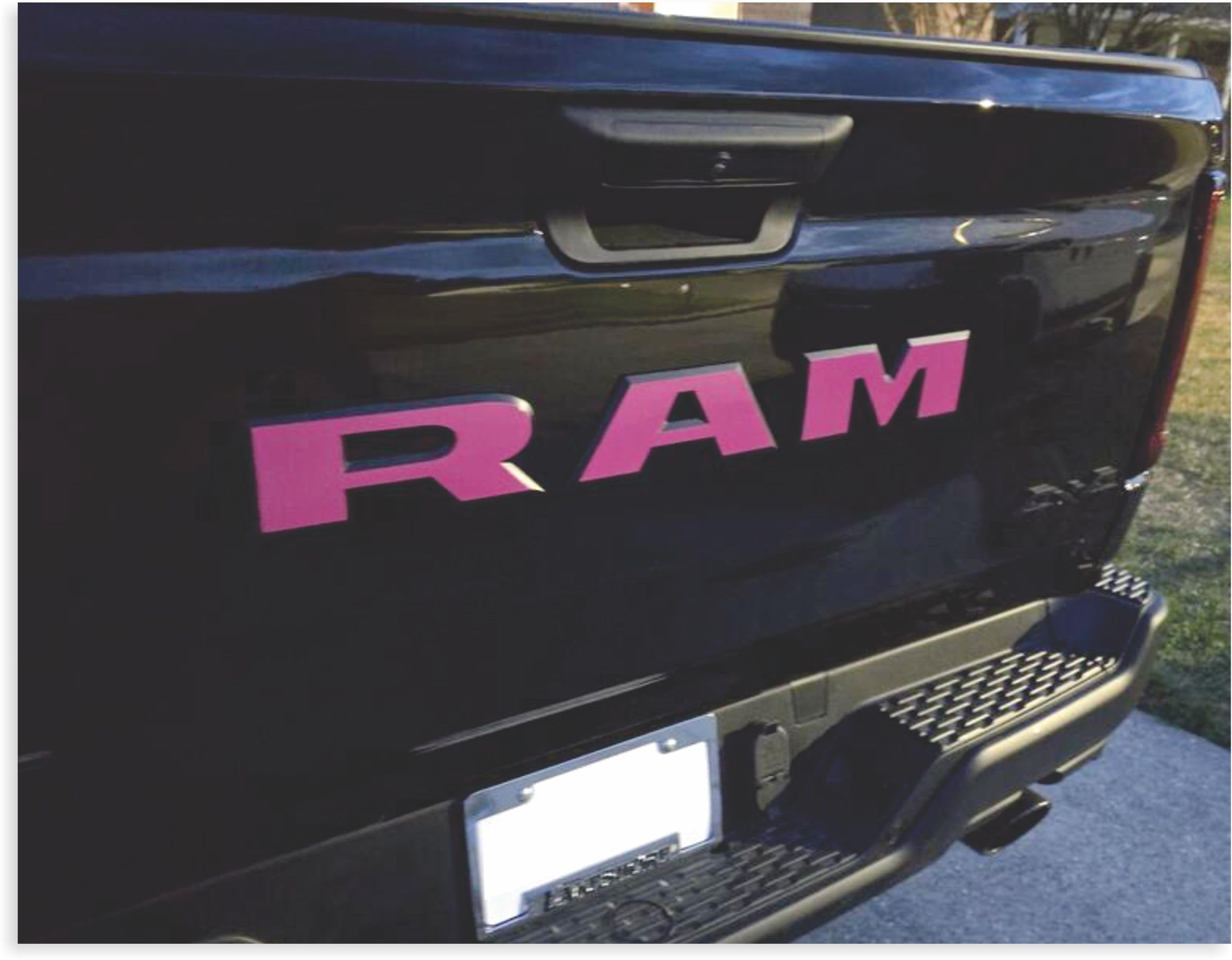 RAM Tailgate Emblem Overlay Decal Stickers 2025 Ram 1500 (Color: Hot Pink)
